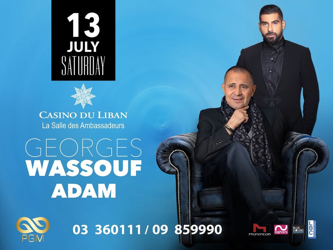 لقاؤنا الأول في لبنان رح يكون يوم ١٣ تموز في @casinoduliban آدم جورج وسوف PGMProductions